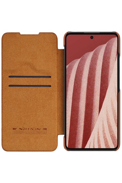 Nillkin Husă din piele Qin pentru Samsung Galaxy A73, Maro