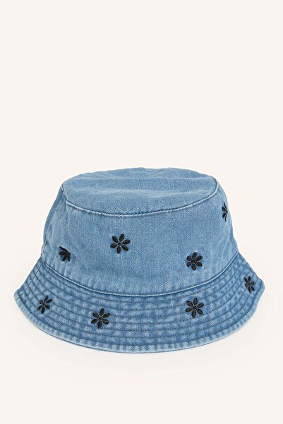DeFacto Women's Cotton Embroidered Fisherman Jean Hat I3780Ax26Sm