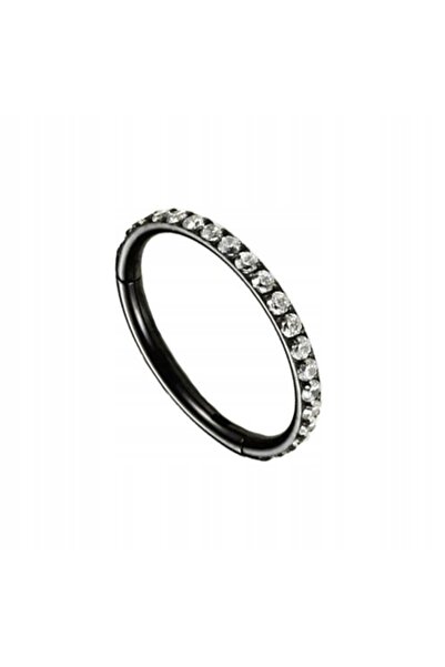 NO BRAND Inel clicker cu zirconii alb-negru - helix 1,2/6