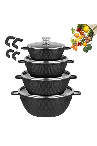 NO BRAND Set de oale HOMELUX 8 EL. INDUCȚIE/GAZ 20/24/28/32CM NEGRU