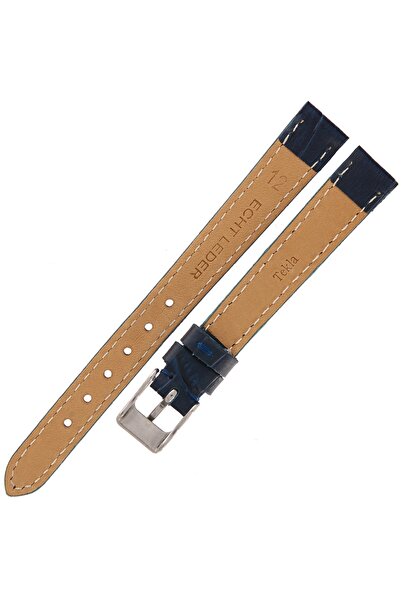NO BRAND TEKLA K40 - 12mm - Crocodil - Bleumarin - Curea de ceas din piele