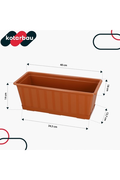 NO BRAND 6x Jardinieră pentru balcon, din teracotă, 40 cm
