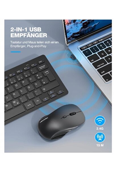 TECKNET Set tastatură și mouse silențios QWERTZ DE TK-KM006