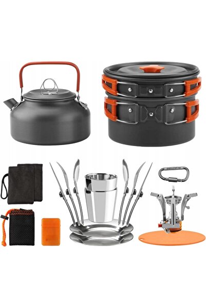 NO BRAND Set de vase de gătit pentru camping, Set de vase de gătit cu geantă