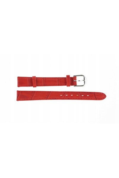 NO BRAND Curea REDA 12mm, roșie, model crocodil, cataramă argintie, cusută.