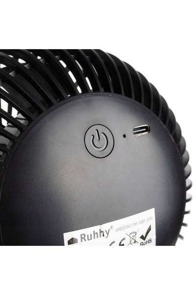 Ruhhy Ventilator personal de birou, reîncărcabil prin USB, cu clemă, 3 trepte...