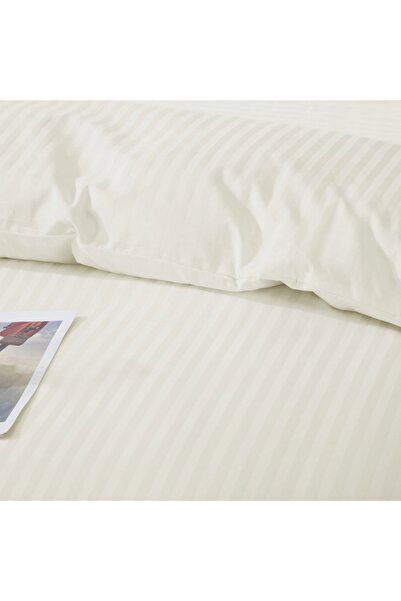 NO BRAND Set de lenjerie de pat 140x200cm Ecru 100% Bumbac Damasc + 1 față de...