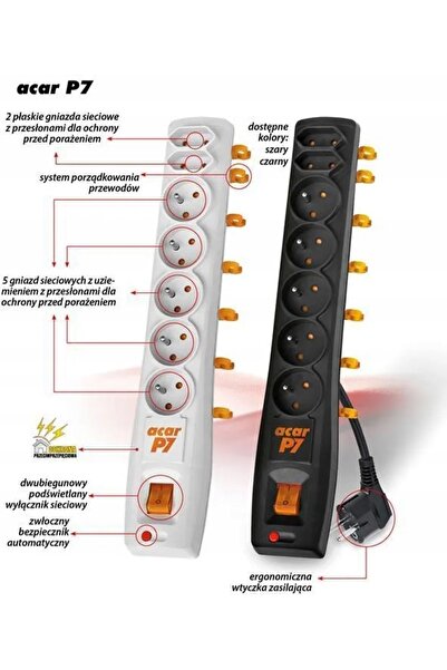 NO BRAND Prelungitor cu priză multiplă cu protecție la supratensiune ACAR, 1,...