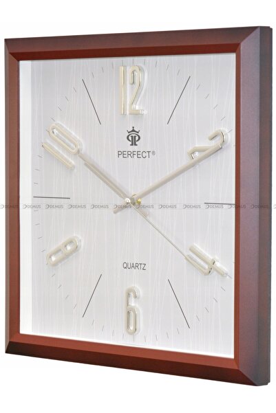 PERFECT Ceas de perete silențios, pătrat, maro-gri mediu, PW354, 35 cm