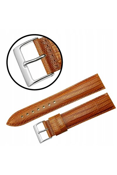 NO BRAND CUREA REDA 22 mm XL ȘOPÂRLĂ maro deschis, cusături maro, lucioasă