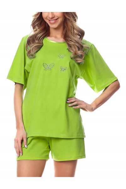 NO BRAND Pijama de damă din bumbac, pijama de damă cu pantaloni scurți și mân...