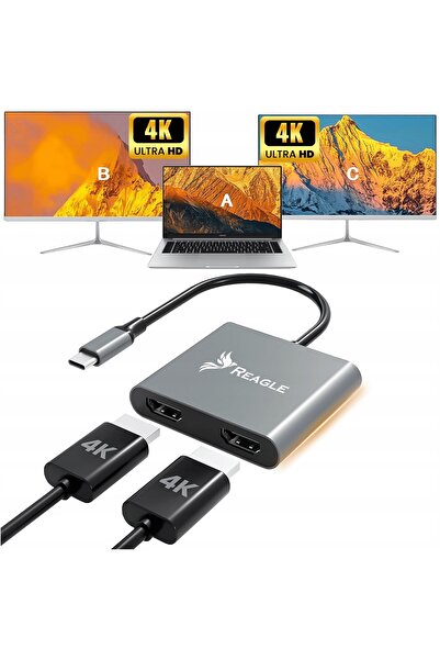 NO BRAND 2x 4K 60Hz Full HD 165Hz Adaptor HDMI Hub Convertor USB-C 3.2 MST HDCP