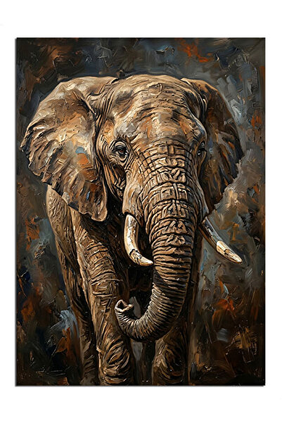 Artmeg Pânză decorativă cu portret de prim plan cu elefant care merge - pictu...