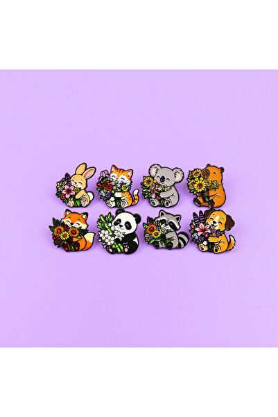 Choice 8pcs 8pcs Cute Panda Enamel Pin Flowers Animals Brooch For Coat Brooch...