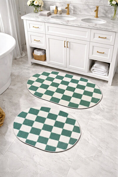 DEKOMOD Decorative Digital Printed Set of 2 Bath Mat Non-Slip Base Toilet Set