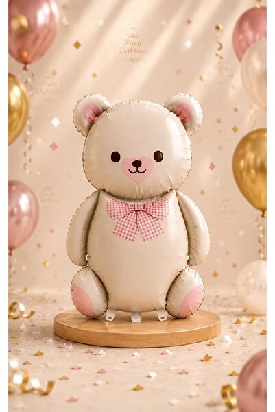 Parti Dükkanı Cute Teddy Bear Foil Balloon 56.5X90 cm Helium Compatible Beige...