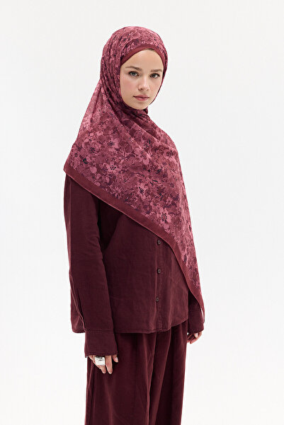 cs camellia scarf Μαλακό βαμβακερό σάλι με τραγανό σχέδιο λουλουδιών - Βουργο...