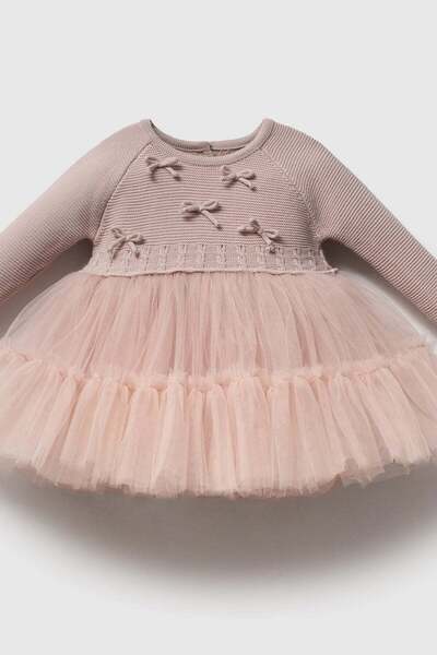 Miabanbin Knitwear Top Tutu Girls' Dress Powder