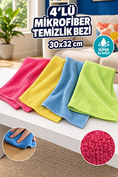 Meleni Home 4'lü Mikrofiber Bez Seti - Çok Amaçlı Süper Emici Mutfak Tezgah T...