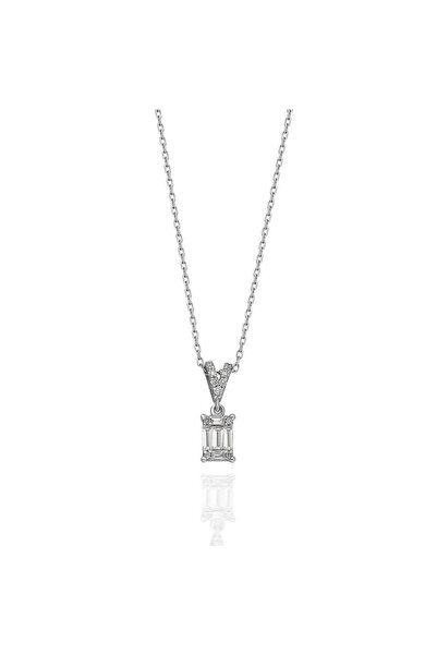 Baget Pırlabta Kolye, Pırlanta Altın Kolye, 0.20 Ct Pırlanta Baget Kolye
