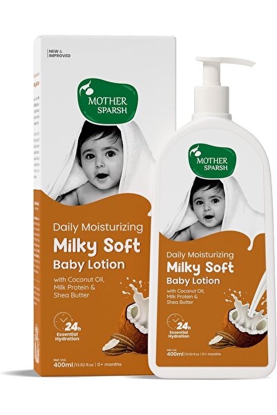 Mother Sparsh Milky Soft Baby Lotion - 400ml | With Milk Protein, Coconut Oil...