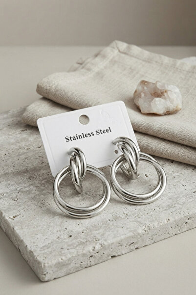 Clariss 316L Steel Silver Color Hoop Model Earrings
