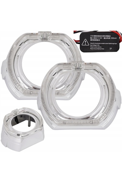 NO BRAND Lentile faruri LED BI-LED de 2,5 inch GRODAS + Măști Angel Eyes