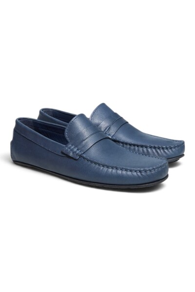 FRANCO CALVANI Dark Blue Floter Dark Blue Color Laceless Genuine Leather Men'...