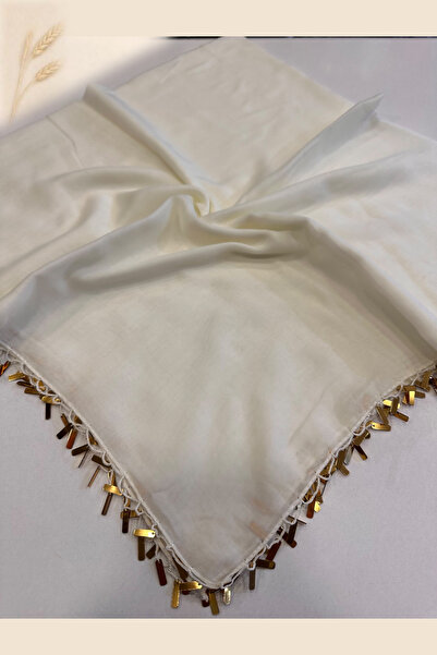 KB Bursa İpek Hand Embroidered Gold Yellow Sequin Solid Color Writing Gift Bo...