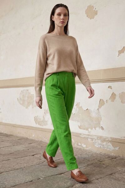 Hiccup My Fashion High Waist Straight Leg Crepe Trousers
