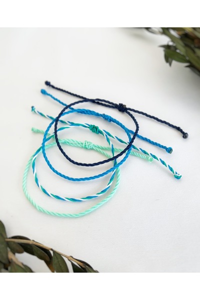 Atölye Merdiven Blue Shades 4-Piece Rin Bracelet Set Unisex Basic Waterproof ...