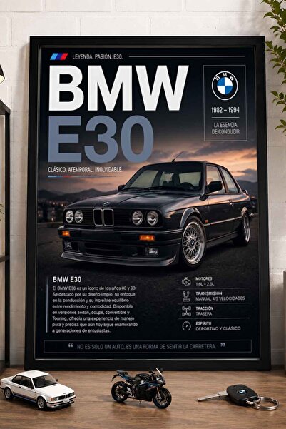 dudekohome BMW E30 Efsane Klasik Araba Garaj Ve Erkek Odası Dekoratif Çerçeve...