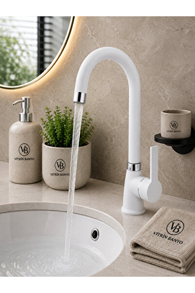 vb vitrinbanyo Delta Swan Sink Faucet White – High Spout Single Handle White ...