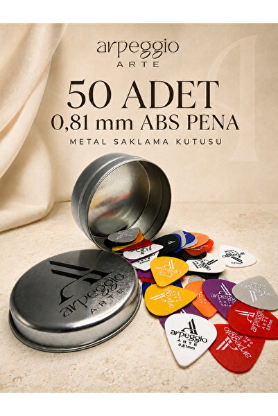 arpeggio ARTE 50 Pcs 0.81 mm Abs Guitar Picks Assorted Color Set with Metal Box