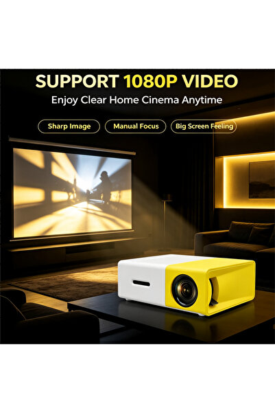 YuTai جهاز عرض منزلي صغير، بدقة 1080P عالية الوضوح، جهاز عرض للسينما المنزلية...