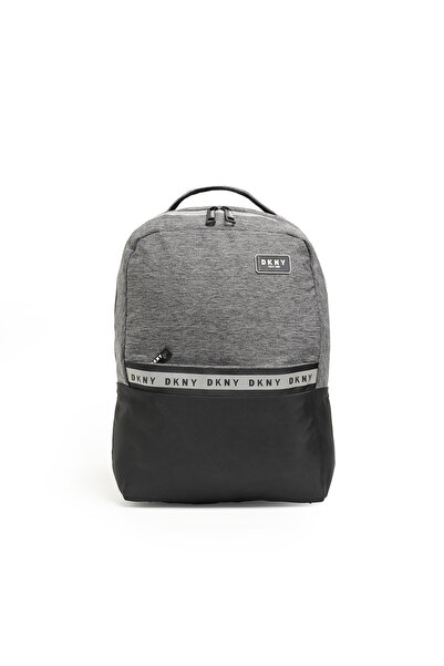 Dkny DK Black and Grey Spliced Backpack, Unisex Casual Commuter Bag, Large Ca...