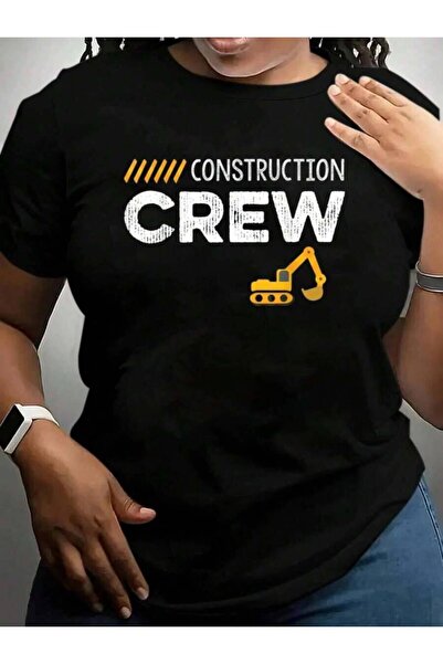 k222 تي شيرت بطباعة جرافيكية سوداء من Construction Crew Two Diggin' It Dump P...