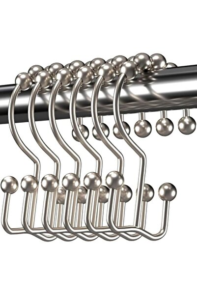 Generic Set of 12 Hooks Shower Curtain Hooks Rings, For Bathroom Shower Rods ...