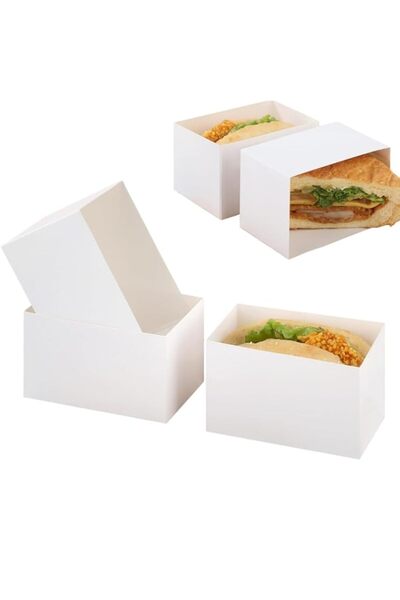 Generic 30Pcs White Paper Sandwich Boxes, Disposable Take Out Containers Cake...