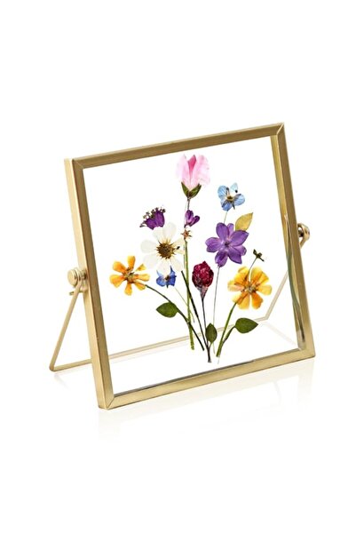 Generic Brand Gold 4x4 Inches Art Deco Pressed Flower Frame, Square Acrylic &...