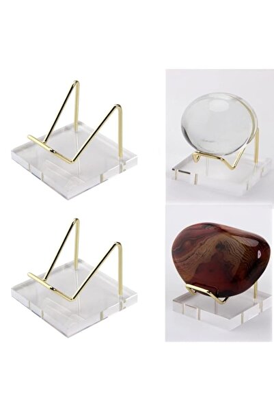 Generic Acrylic Display Stand, 5x5x4cm Gold Arms Display Clear Polished Jewel...