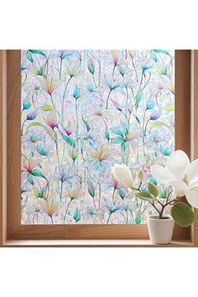 Generic Brand Window Privacy Film, 3D Floral Stained Glass Window Film Static...