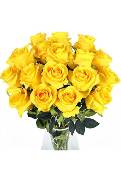 Generic 10PCS Long Stem Artificial Roses, Realistic Silk Faux Fake Flowers Bo...
