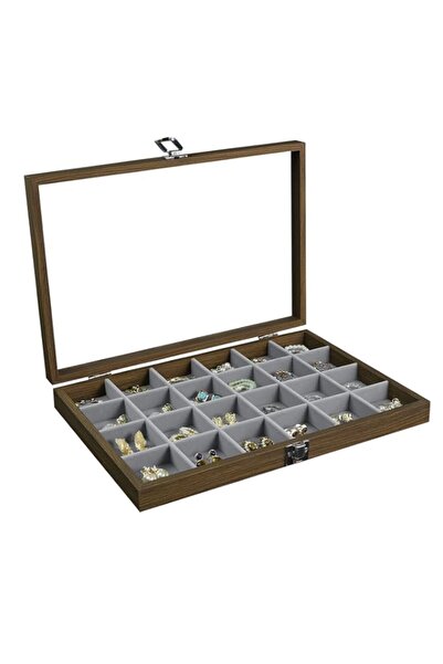 Generic Brand 24 Grid Jewelry Organizer Vintage Jewelry Display Case Earring ...