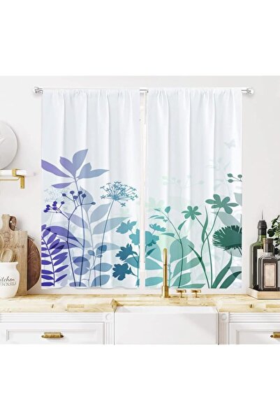 Generic Brand Colorful Leave Plant Small Kitchen Curtains Cafe Curtains Herb ...