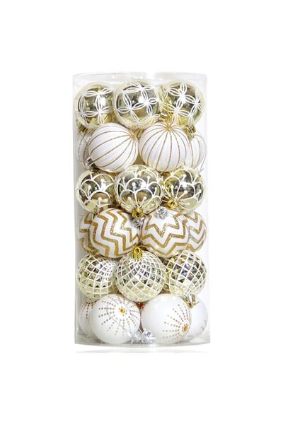 Generic Brand 30PCS Christmas Balls Ornaments,60MM Gold&White Painted Shatter...