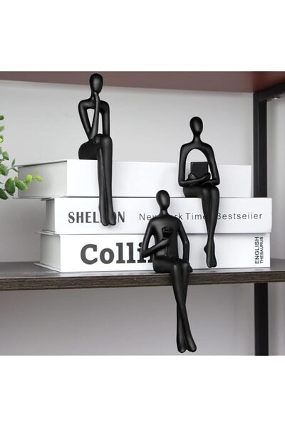 Generic Kilarero 3Pcs Modern Bookshelf Decor Sitting Thinker Statue Abstract ...