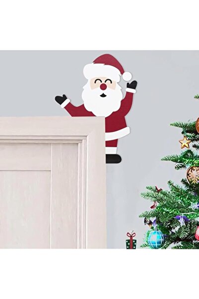 Generic Brand BIGTHREE Christmas Corner Doorplate Sticker, Wooden Santa Door ...