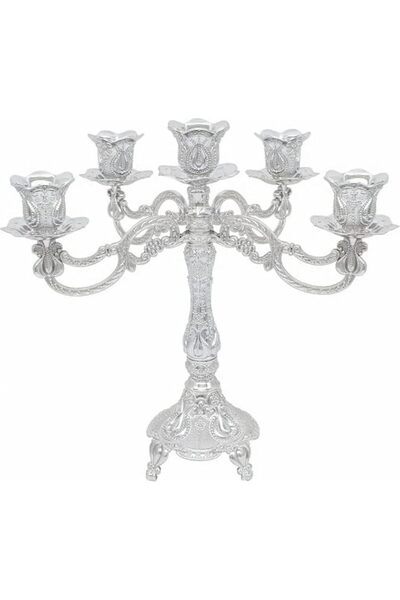 Generic Brand Metal Candelabra 5-Candle 10.1 Inch Tall Candle Holder Stick fo...