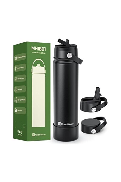 Generic Maestri House 750ml (25oz) Insulated Water Bottle with 2 Leak Proof L...